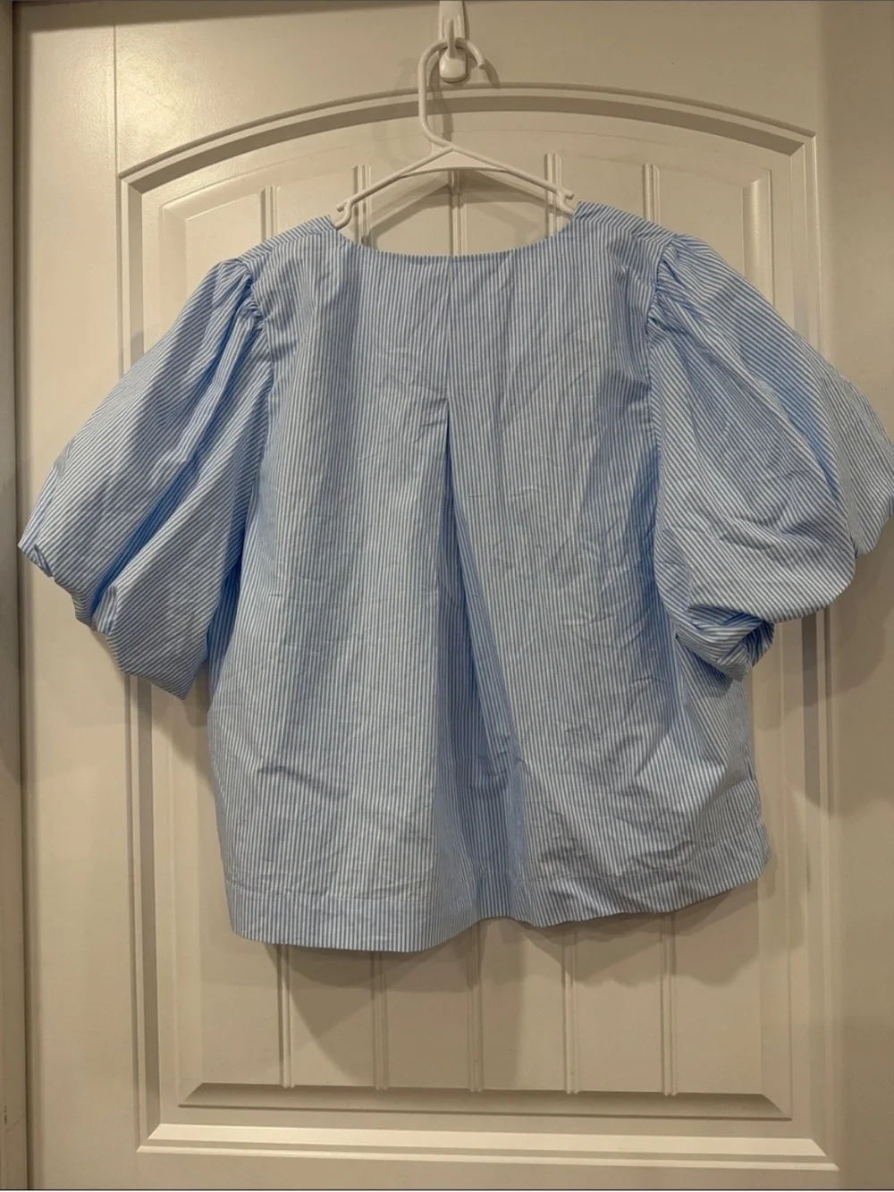 kate spade Light Blue Puff-Sleeve Bow Detail Blouse